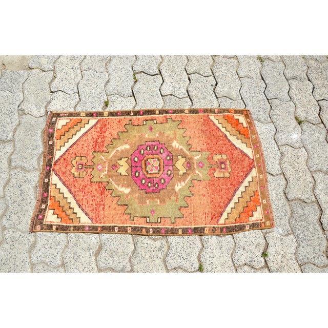 Vintage Orange Oushak Rug For Sale - Image 6 of 6