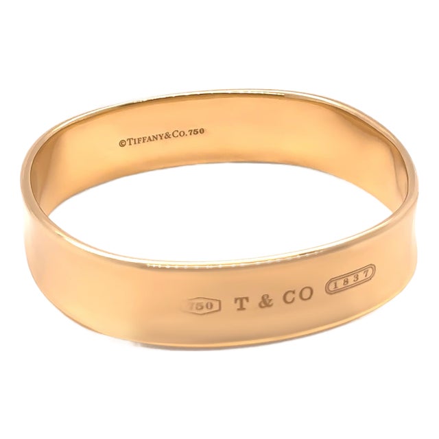 Tiffany & Co. 18ct Yellow Gold 1837 Square Bangle Bracelet 73.3g For Sale