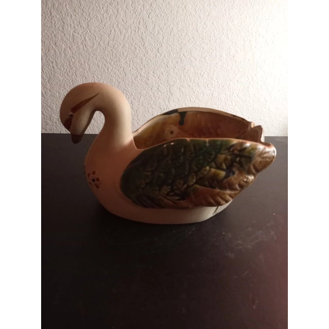 Gray Mexican Hand Painted Tonala Style Swan Planter, Made in Mexico For Sale - Image 8 of 10