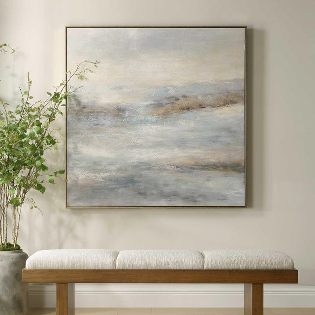 With Soft Creams, Muted Beiges, And Deep Charcoal, The Neutral Color Palette In Say When Hand Painted Canvas Seamlessly...