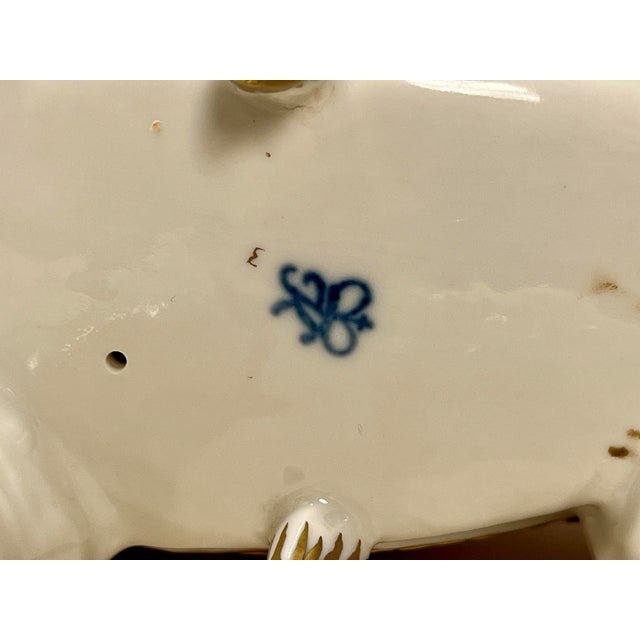 Vintage Rudolf Kammer Volkstedt Germany Hand Painted Elephant Porcelain Figurine For Sale - Image 9 of 11