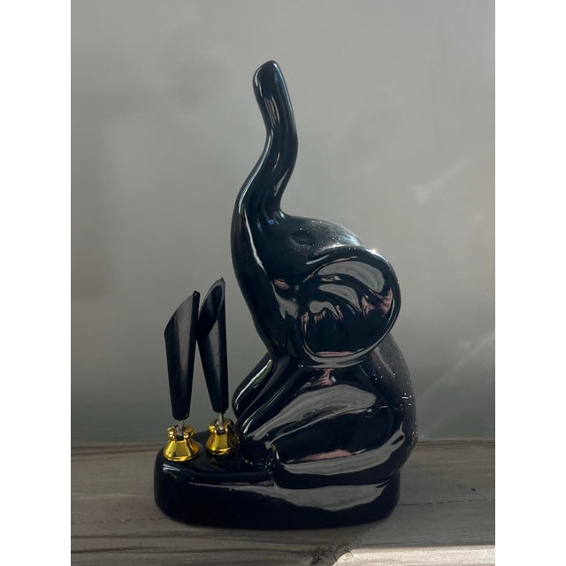 Ceramic Mid-Century Ceramic Black Elephant Pen Holders-Set of 2 For Sale - Image 7 of 9