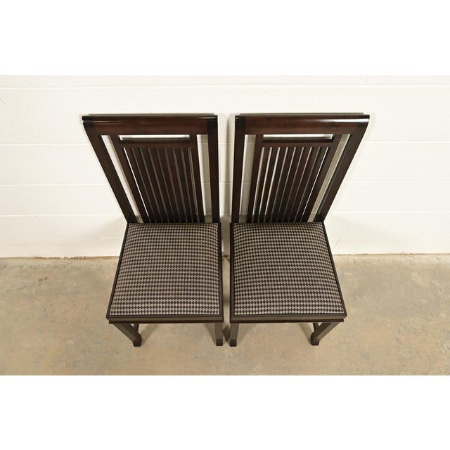 Late 20th Century Frank Lloyd Wright for Cassina Arts & Crafts Dark Cherry Wood Side Chairs or Dining Chairs, Pair For Sale - Image 5 of 13