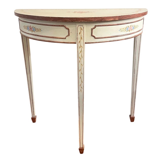 1990s Maitland-Smith Demilune Hand-Painted Console Table For Sale