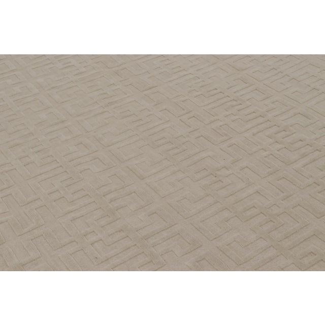 Rug & Kilim Contemporary High-Low Sculpted Greek Fret Wool Mohair Rug by Rug & Kilim, India For Sale - Image 4 of 10