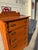 Brown Antique Victorian Eastlake Oak Highboy Dresser With Knapp Joints and Carved Sunburst Crest For Sale - Image 8 of 12