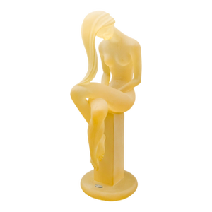 Monique Vintage Frosted Lucite Female Woman on Pedestal Sculpture 15.75"