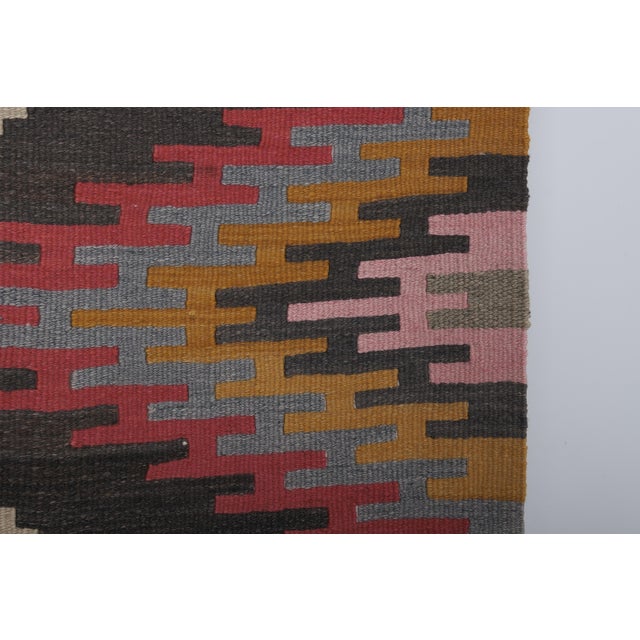 1960s Striped Turkish Kilim Runner Rug 2'5'' X 12'7'' For Sale - Image 6 of 10
