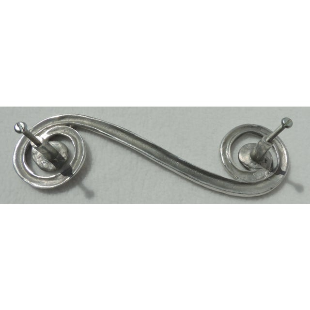 Traditional Large Silver Aluminum Scroll Work Furniture Drawer Handle Pull For Sale - Image 3 of 6