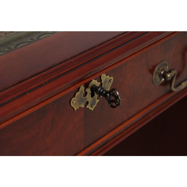 English Mahogany 3 Panel Leather Top Executive Desk For Sale - Image 9 of 16