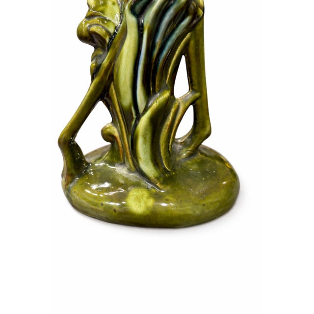 Ceramic Vintage Mid-Century Modern Green Studio Art Pottery Stylized Dolphin (Abstract Bird Form), Drip Glaze, 13 For Sale - Image 7 of 12