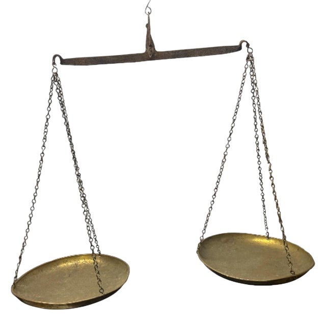 Antique Hanging Brass Balance Scale For Sale