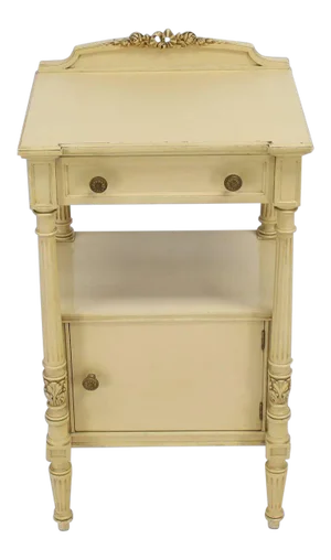 Flint Horner Carved Painted White Stand One Door One Draw Cabinet Stand