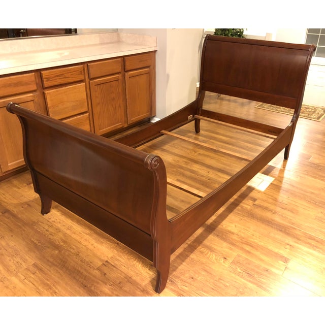 Ethan Allen Cherry Twin Sleigh Bed Chairish