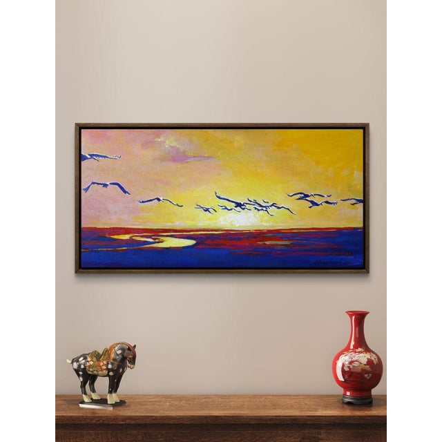 Contemporary Oil Painting Storks at Sunset Anatoly Varvarov For Sale - Image 3 of 9