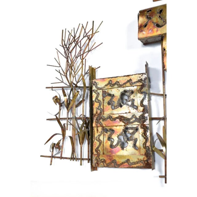 Mid-Century Modern Curtis Jere Style Brass and Copper Brutalist Brazed Metal Wall Sculpture For Sale - Image 3 of 6
