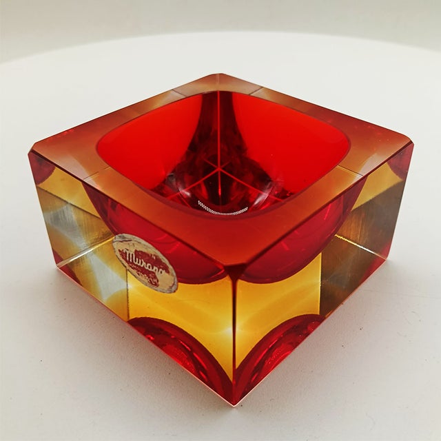 Glass Handcrafted Square Ashtray or Catch-All in Murano Glass by Flavio Poli for Seguso, 1960s For Sale - Image 7 of 11