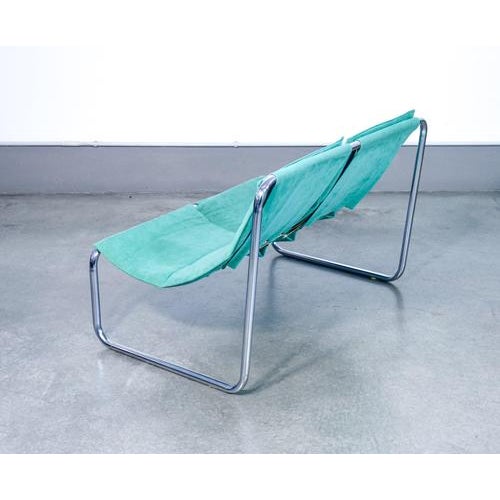 Turquoise Vintage Cantilever Loveseat, 1970s For Sale - Image 8 of 18