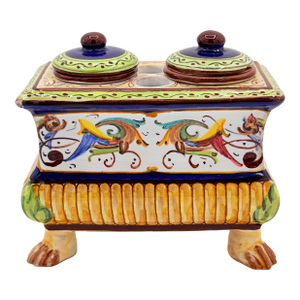 1950s Vintage Cacf Faenza Majolica Italian Ink Well