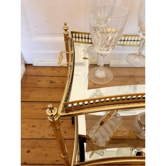 1960s Hollywood Regency Bar Cart in Brass, 1950s For Sale - Image 5 of 15