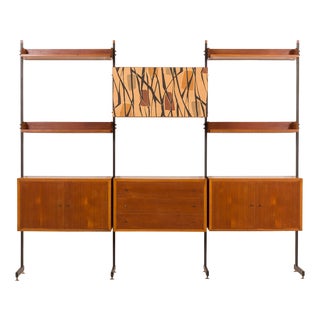 Italian Free Standing Wall Unit in Teak, 1950s For Sale