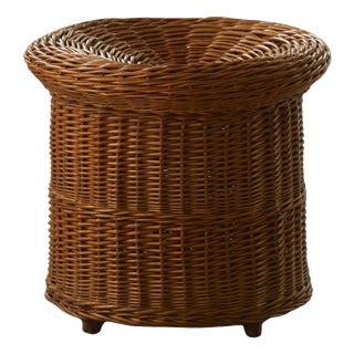 Mid-Century French Bohemian Rattan Side Table or Stool, 1950s For Sale