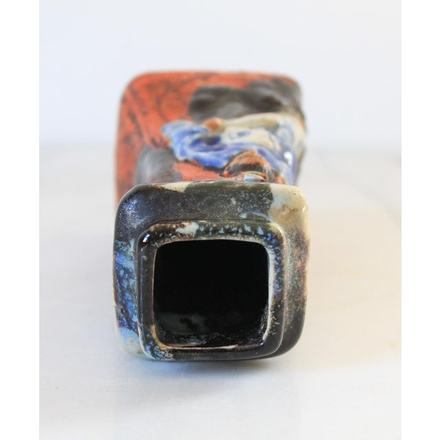 Ceramic Vintage Japanese Sumida Gawa Figural Pottery Vase For Sale - Image 7 of 8