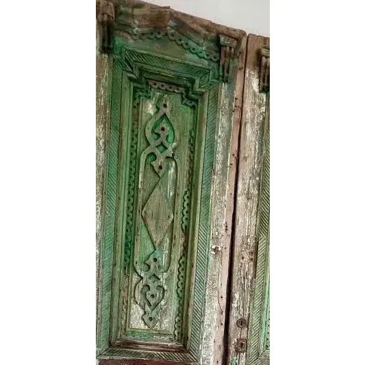 Wood Pair Antique Vintage European French Doors For Sale - Image 7 of 8