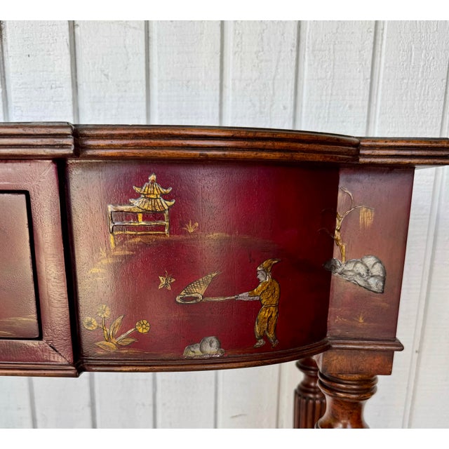 Maitland - Smith Fine Maitland Smith Flame Grain Mahogany Chinoiserie Federal Console Foyer Hall Table For Sale - Image 4 of 12
