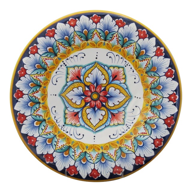 Gialletti Deruta Italian Majolica Pottery Brightly Hand Painted Serving Plate For Sale