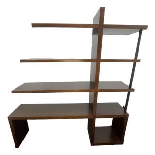 William Emmerson Walnut Bookcase, Modern Open Shelving Unit, Chocolate Finish For Sale