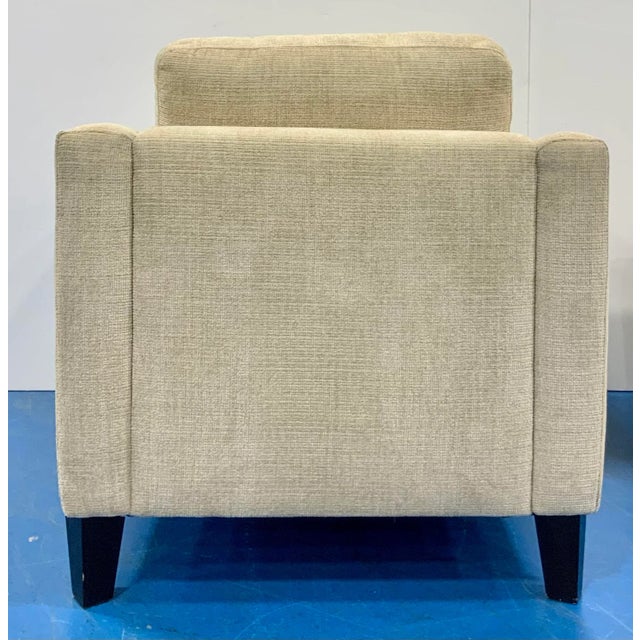 Wood Light Beige Modern Chenille Chair and Ottoman Set For Sale - Image 7 of 8