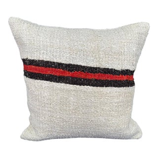 Turkish Hemp Pillow Cushion Natural Beige Black Cushion Cover 20"x20" For Sale