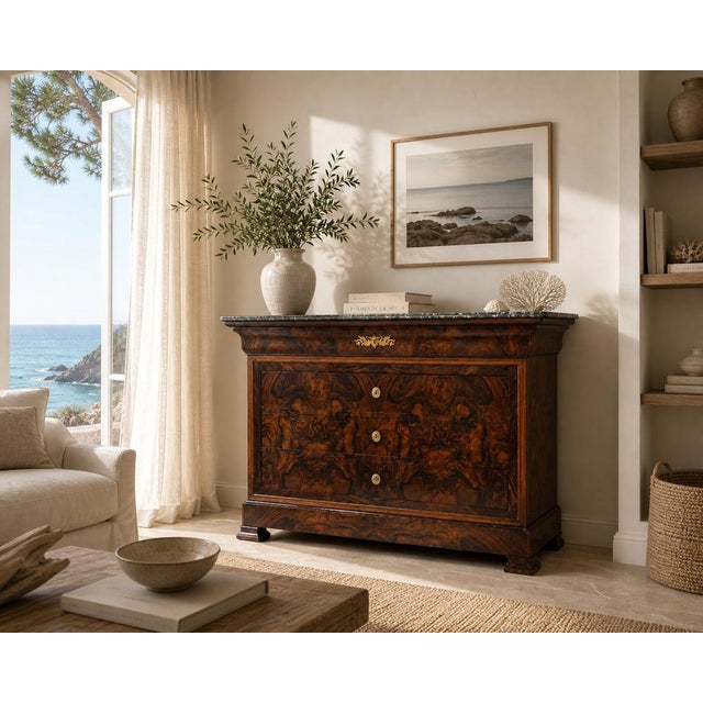 Louis Philippe Chest of Drawers in Burr Walnut, 1840s For Sale - Image 12 of 16