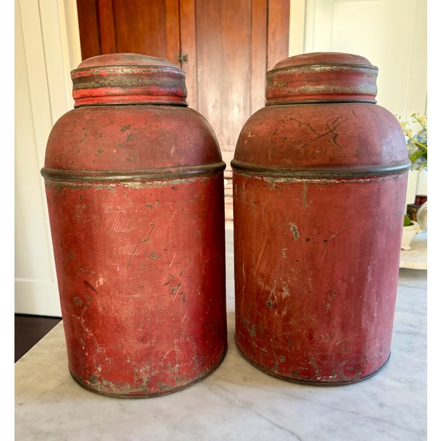 Mid 19th Century Pair 19th Century Chinese Toleware Tea Canisters For Sale - Image 5 of 16