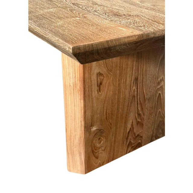 Large Teak Wood Table, Natural Finish, Hand-Crafted Modern Organic, Angled Edges For Sale - Image 12 of 12
