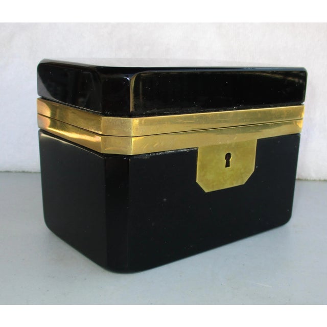 Black 1900 Antique French Black Opaline Jewelry Casket For Sale - Image 8 of 8