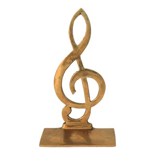 Vintage Brass Music Note Bookend For Sale