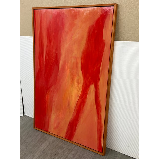 Design Plus Gallery presents an Acrylic on Canvas Expressionist Painting. The artwork has tones of orange and red that...
