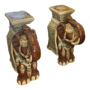 Mid 20th Century Large Elephant Plant Stands - Set of 2