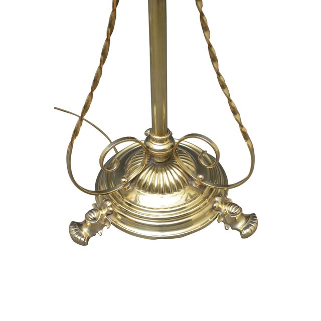 Gold Arts and Crafts English Brass Height Adjustable Floor Lamp, 1900 For Sale - Image 8 of 13