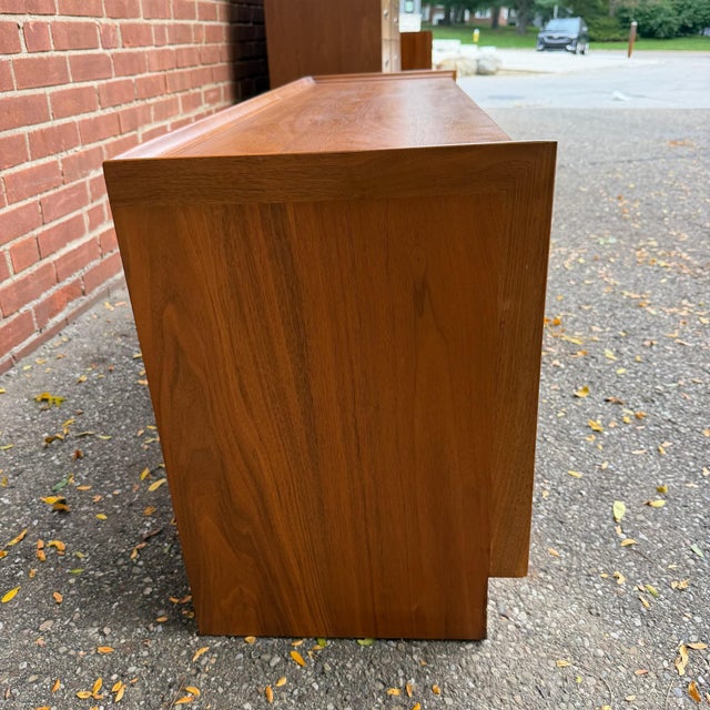 Merton L. Gershun Merton Gershun for Dillingham Esprit Walnut Record Storage Bench For Sale - Image 4 of 12