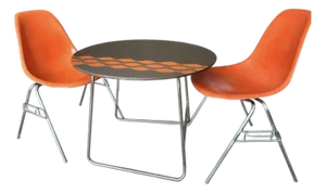 Herman Miller/Eames Vintage Fiberglass Stacking Chairs (2) With Coordinating Side Table