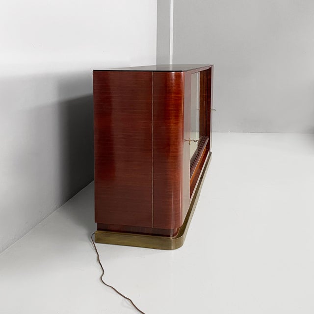 1930s Italian Art Deco Bar Cabinet with Lamp in Wood and Glass, 1930s For Sale - Image 5 of 18