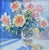 American Bouquet of Pastel Roses Vase Floral Painting Including the Antiqued Gold Wood Frame For Sale - Image 3 of 5