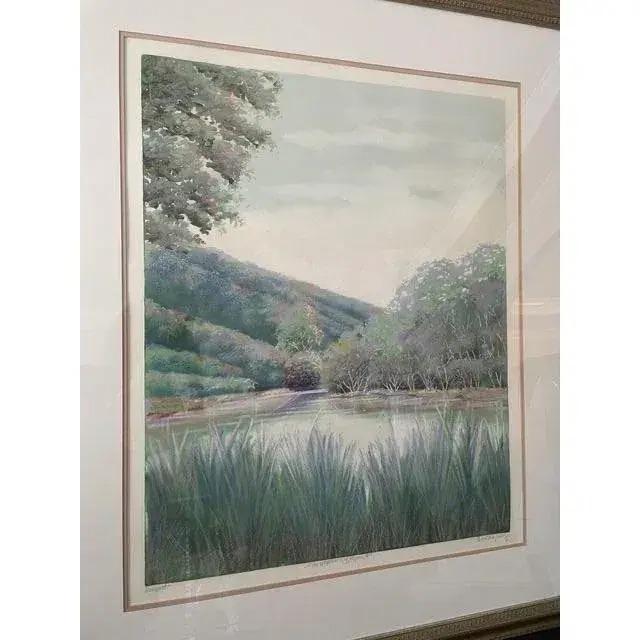 Late 20th Century Original Framed Watercolor Landscape Painting Signed by Artist For Sale - Image 5 of 9
