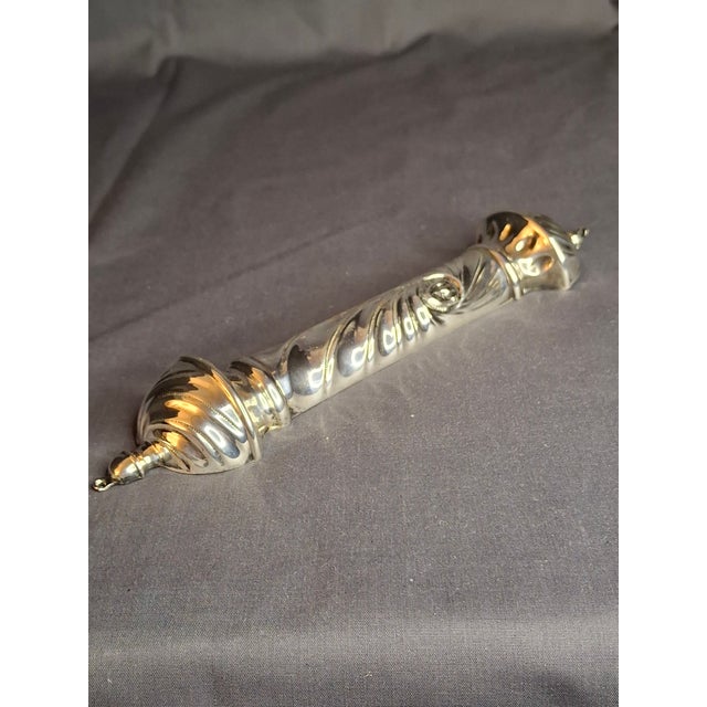 Vintage Hazorfim Israel 925 Sterling Silver Mezuzah Case, Spiral Swirl Repousse For Sale In Boston - Image 6 of 18