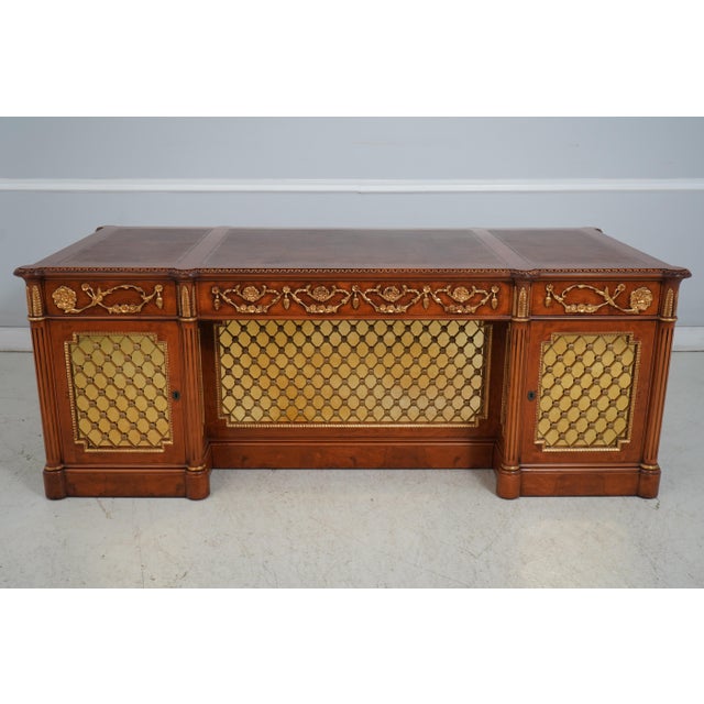 Francesco Molon Leather Top Walnut Executive Desk For Sale - Image 18 of 18