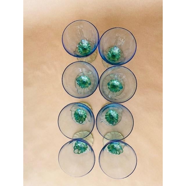 Sky Blue Vintage Italian Bormioli Rocco Bahia Blue & Green Goblets. Service for 8 - 24 Pieces + 1 (Water, Iced Tea, Champagne/Sherbet - 25 pcs For Sale - Image 8 of 14