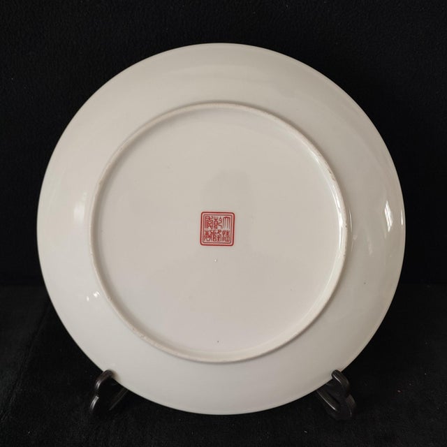 Early 20th Century Chinese Ceramic Plate,Famille Rose Porcelain Plate Hand Painted Three Sheep and Playing Children Pattern For Sale - Image 5 of 11